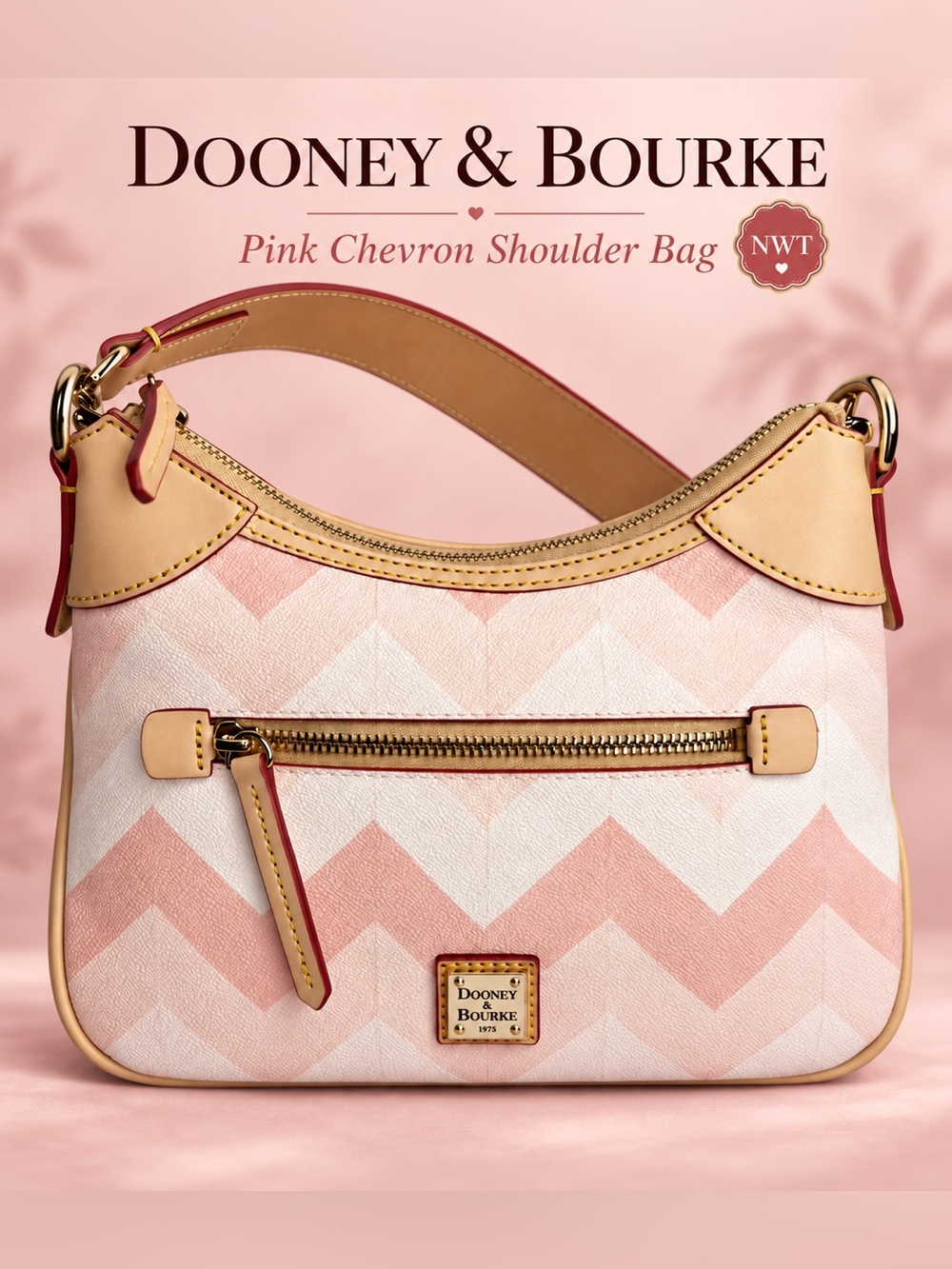 Dooney & Bourke NWT Pink Chevron Hobo Shoulder Bag
